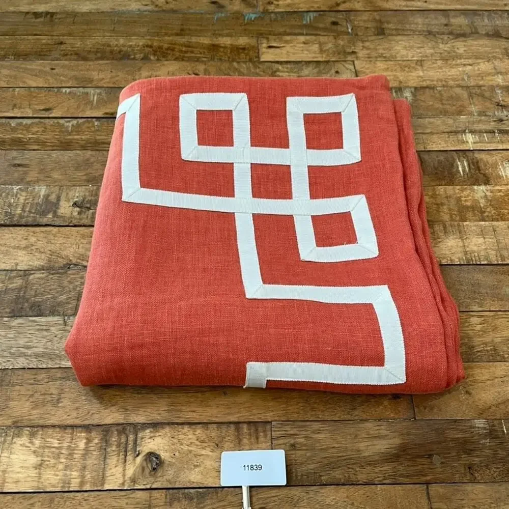 Barclay Butera Breeze Scarlet Linen Greek Key Pillow Covers 21” X 21”